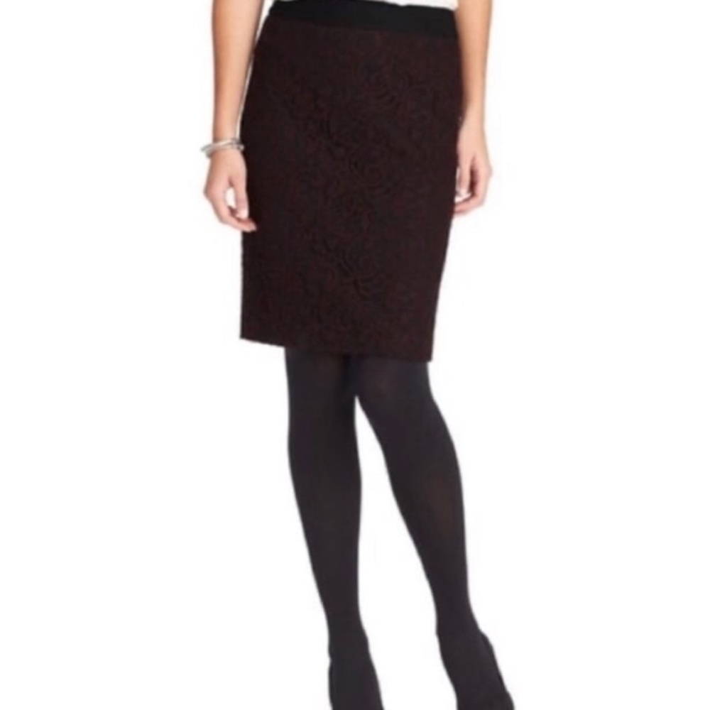 LOFT Women Burgundy Lace Pencil Skirt | 12